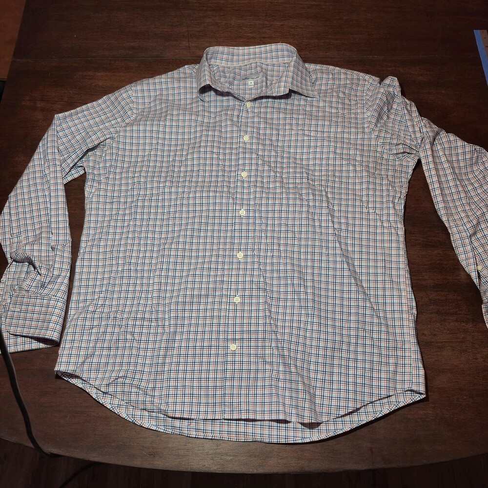 Peter Millar Shirt Mens XL Blue Red Plaid Button Down Stretch Cotton Long Sleeve